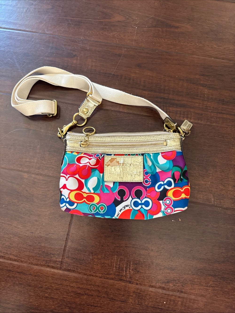 Vintage Y2K Coach Poppy Graffiti Glam Signature C Crossbody Bag Shoulder Handbag